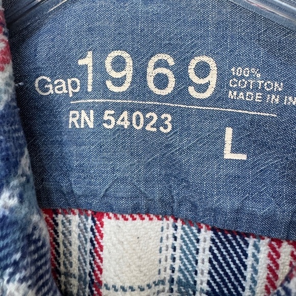 Gap 1969 Plaid Button-Up Shirt - Red, Blue, White - Picture 3 of 3